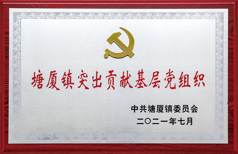 2021年7月获得中共塘厦镇委员会颁发的“塘厦镇突出贡献基层党组织”荣誉称号牌匾。.jpg